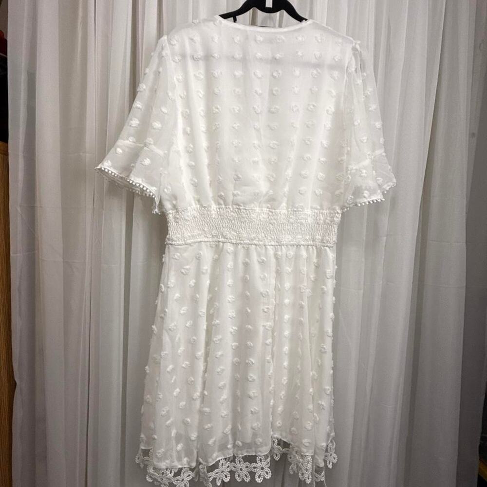 Simplee Plus White Swill Dot Lace Dress 2xl - Picture 5 of 5